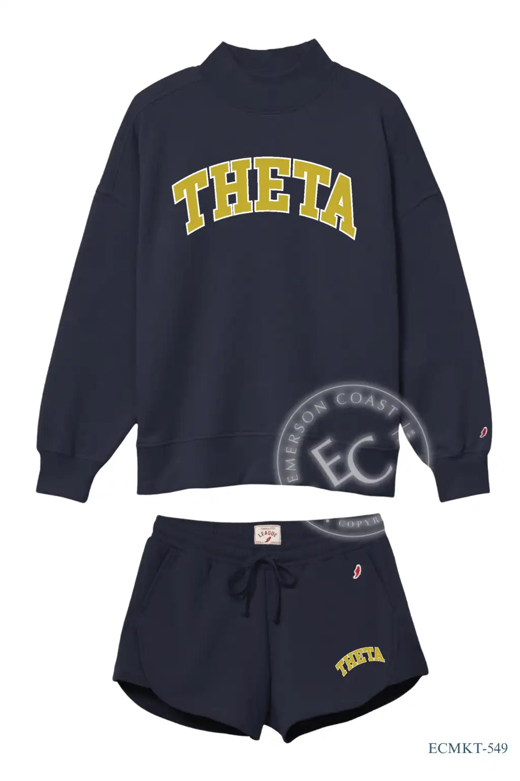 Kappa Alpha Theta Navy and Gold Mockneck