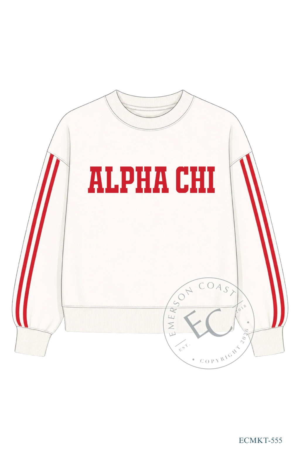 Alpha Chi Red Varsity Stripe Mockneck