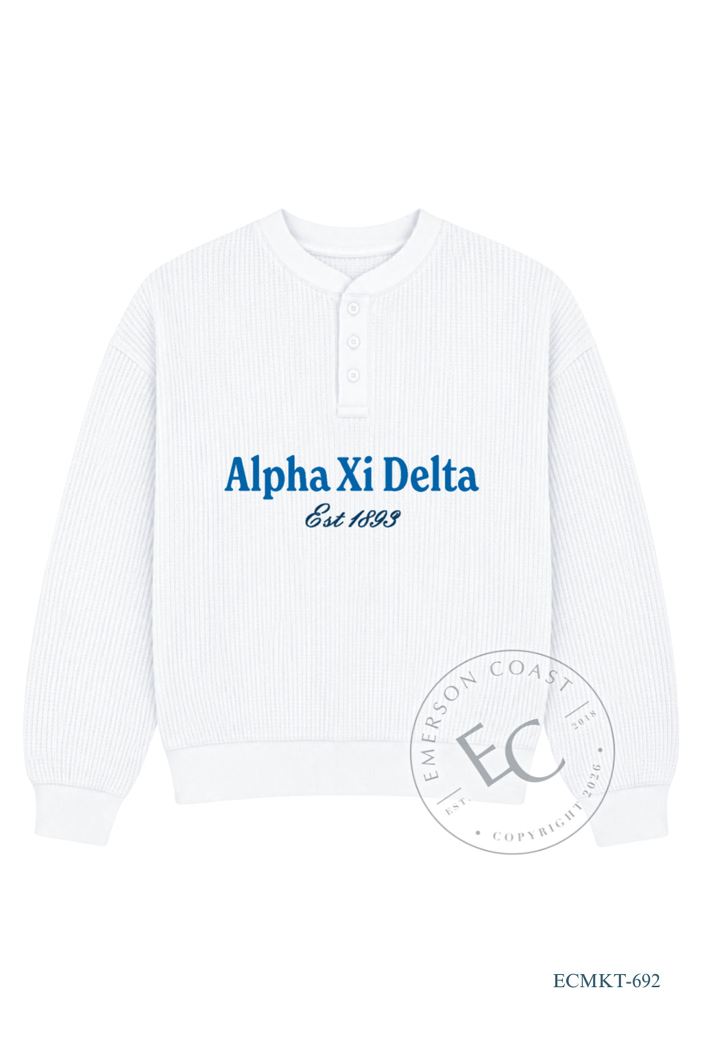 Alpha Xi Delta White Henley
