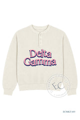 Delta Gamma Cream Waffle Knit Henley