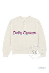 Delta Gamma Cream Waffle Knit Henley