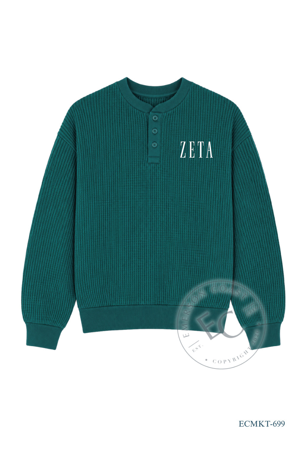 Zeta Green Waffle Knit Henley