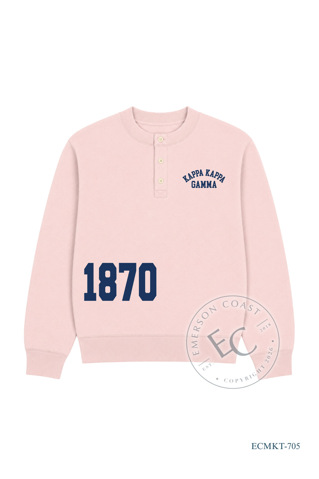 KKG Navy And Pink Waffle Knit Henley