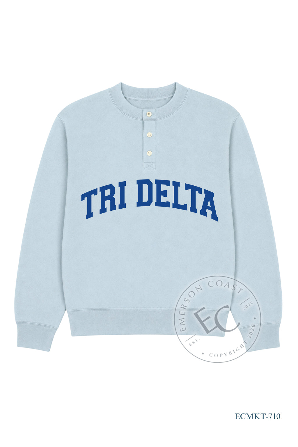 Tri Delta Blue On Blue Henley