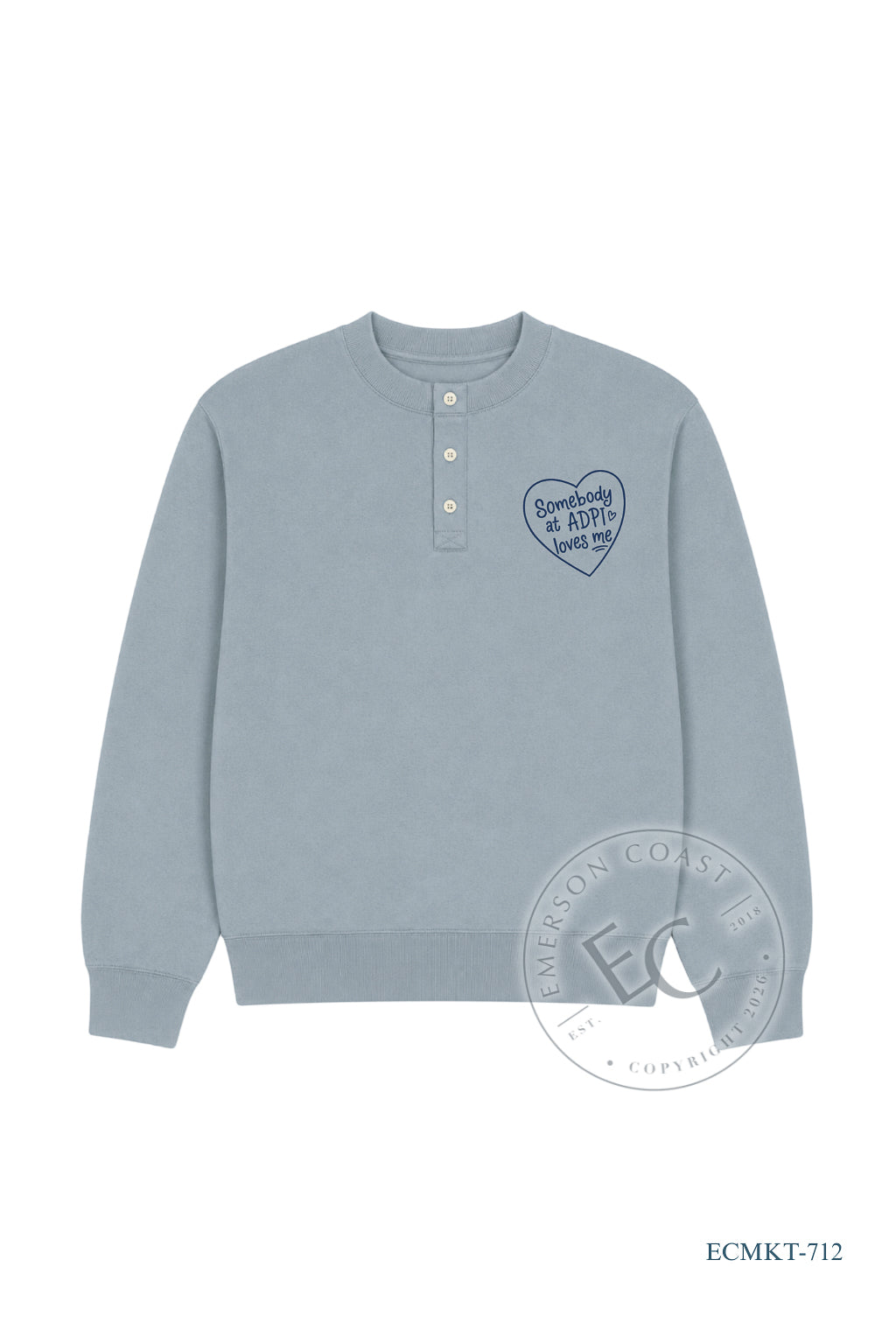 ADPI Blue Waffle Knit Henley