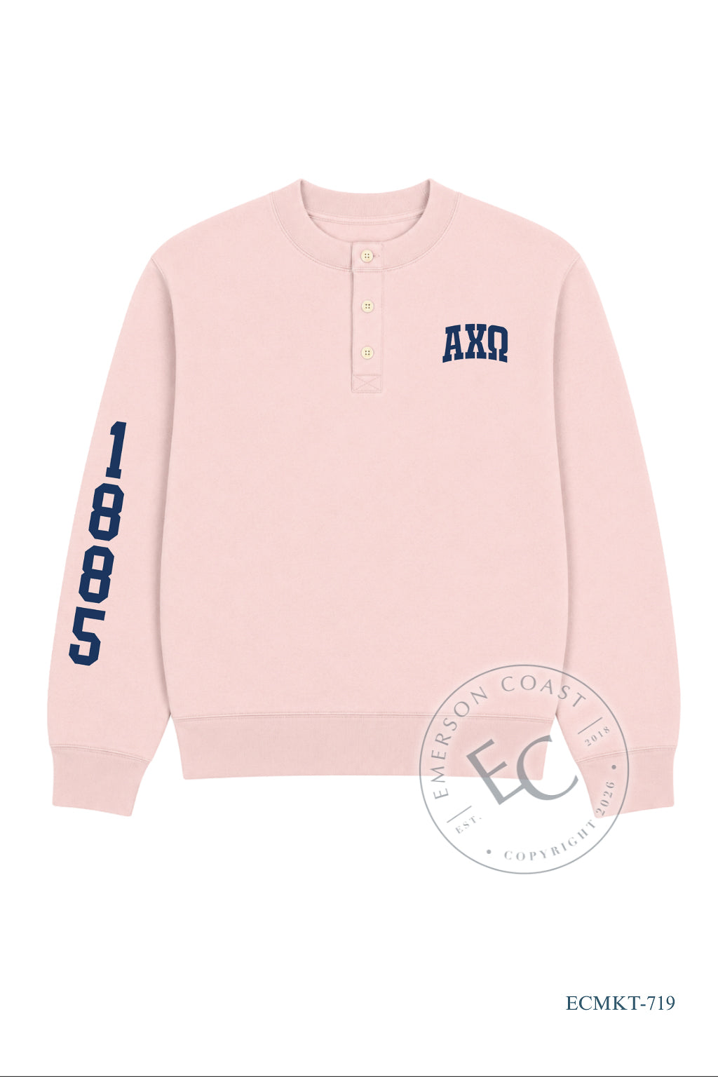 AXO Light Pink Waffle Knit Henley