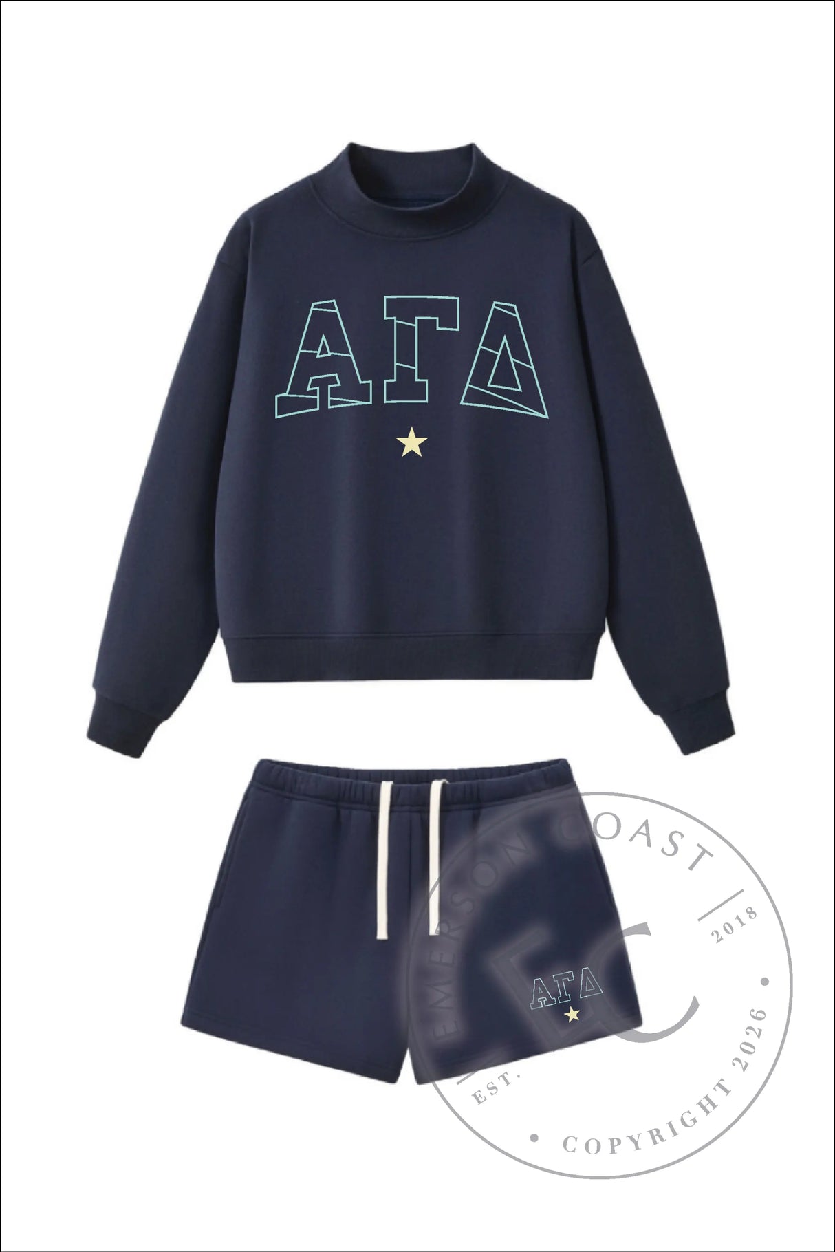Alpha Gamma Delta Navy Heritage Mockneck Set
