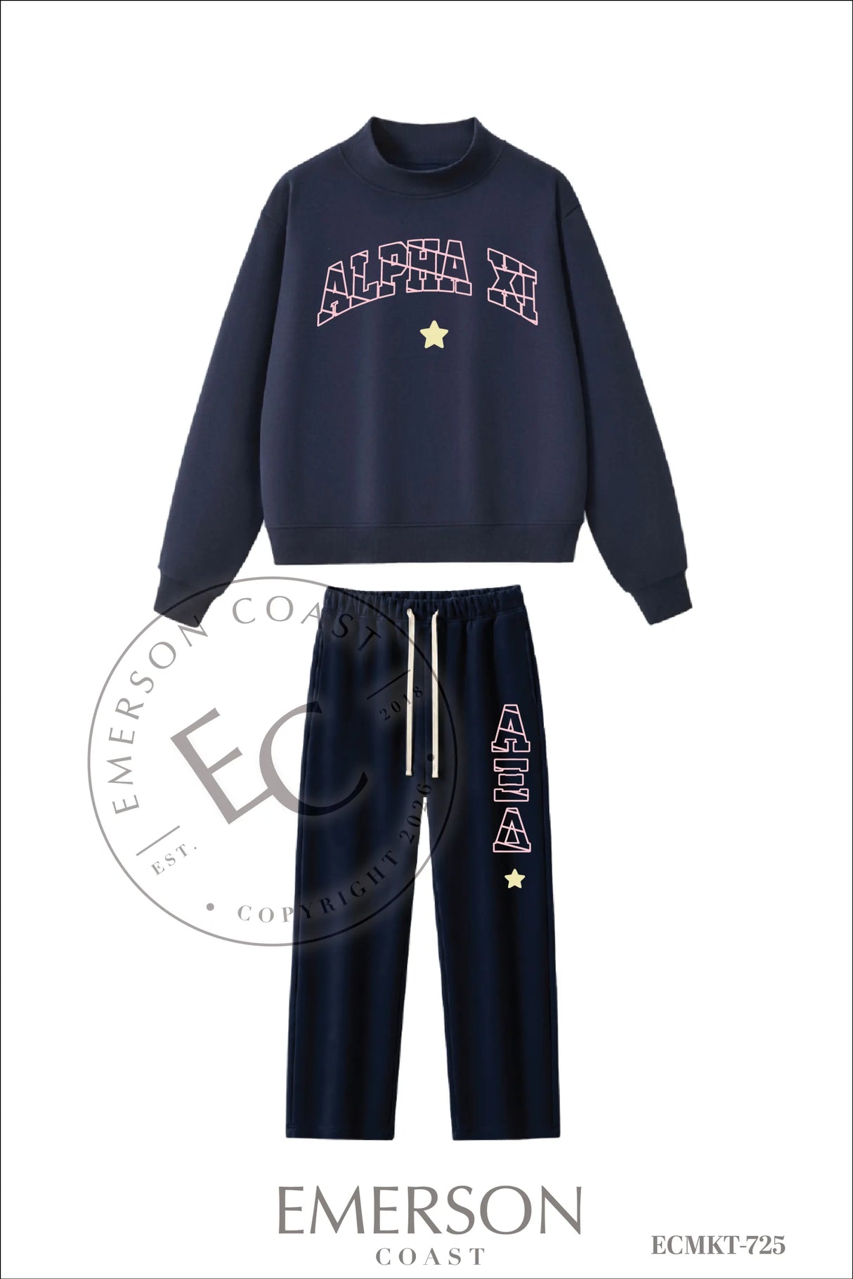 Alpha Xi Delta Navy Heritage Mockneck Set