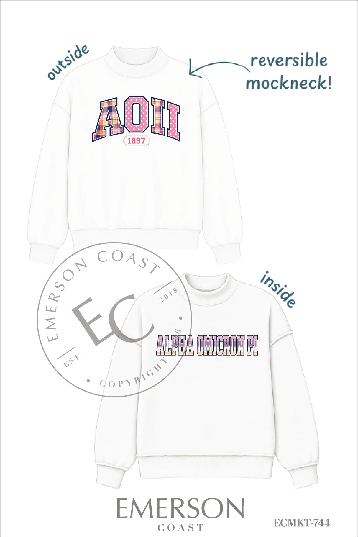 Alpha Omicron Pi PR Reversible Mockneck