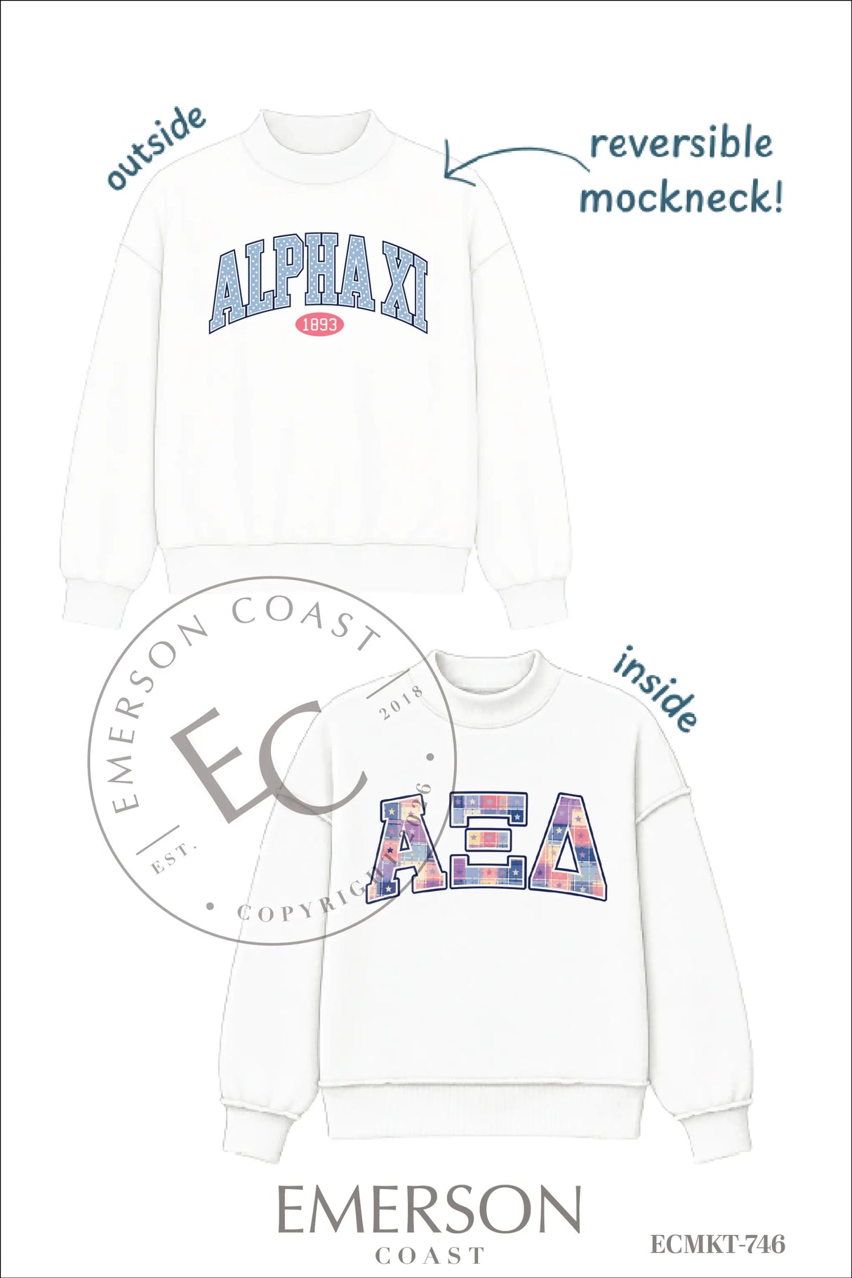 Alpha Xi Delta PR Reversible Mockneck