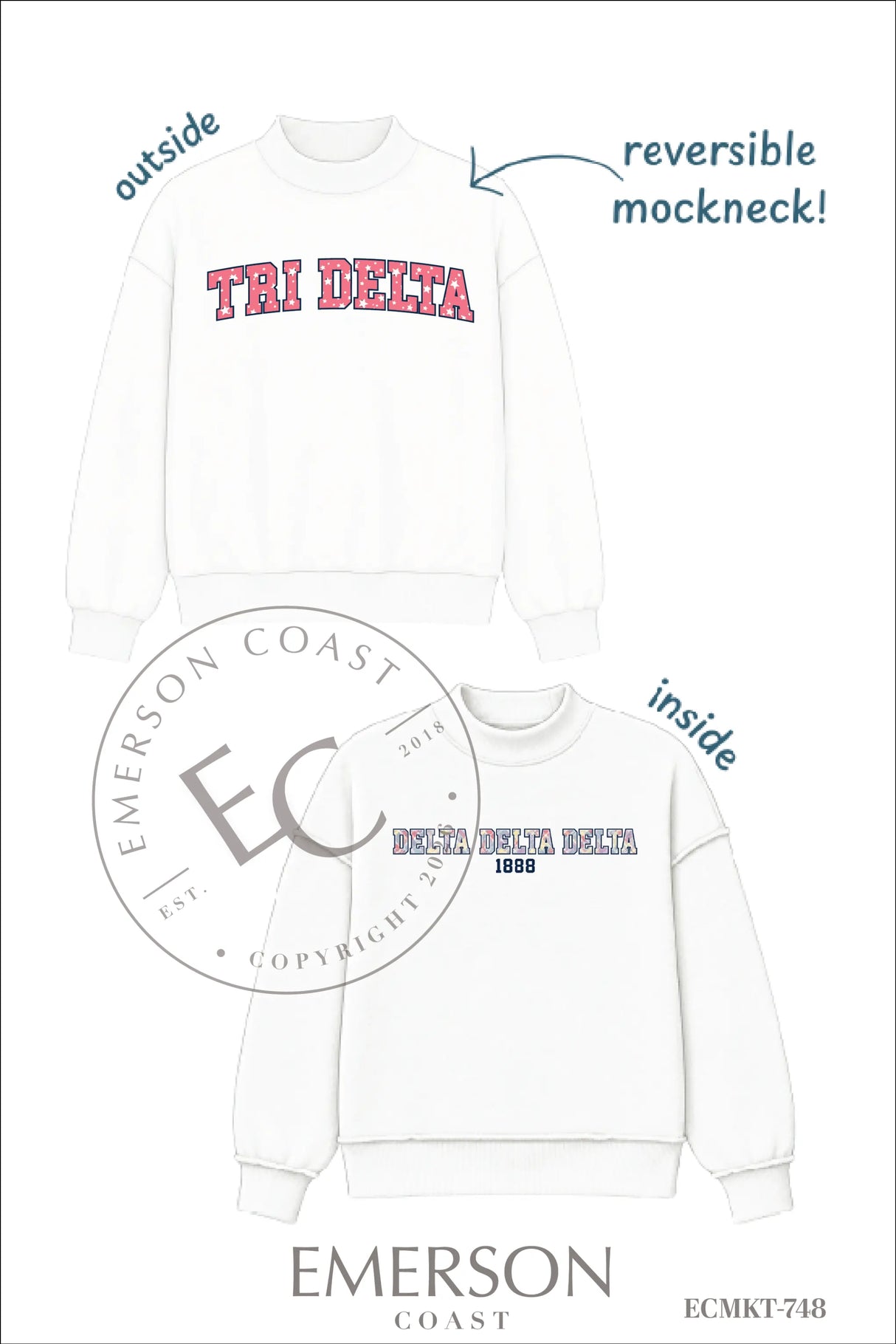 Delta Delta Delta PR Reversible Mockneck