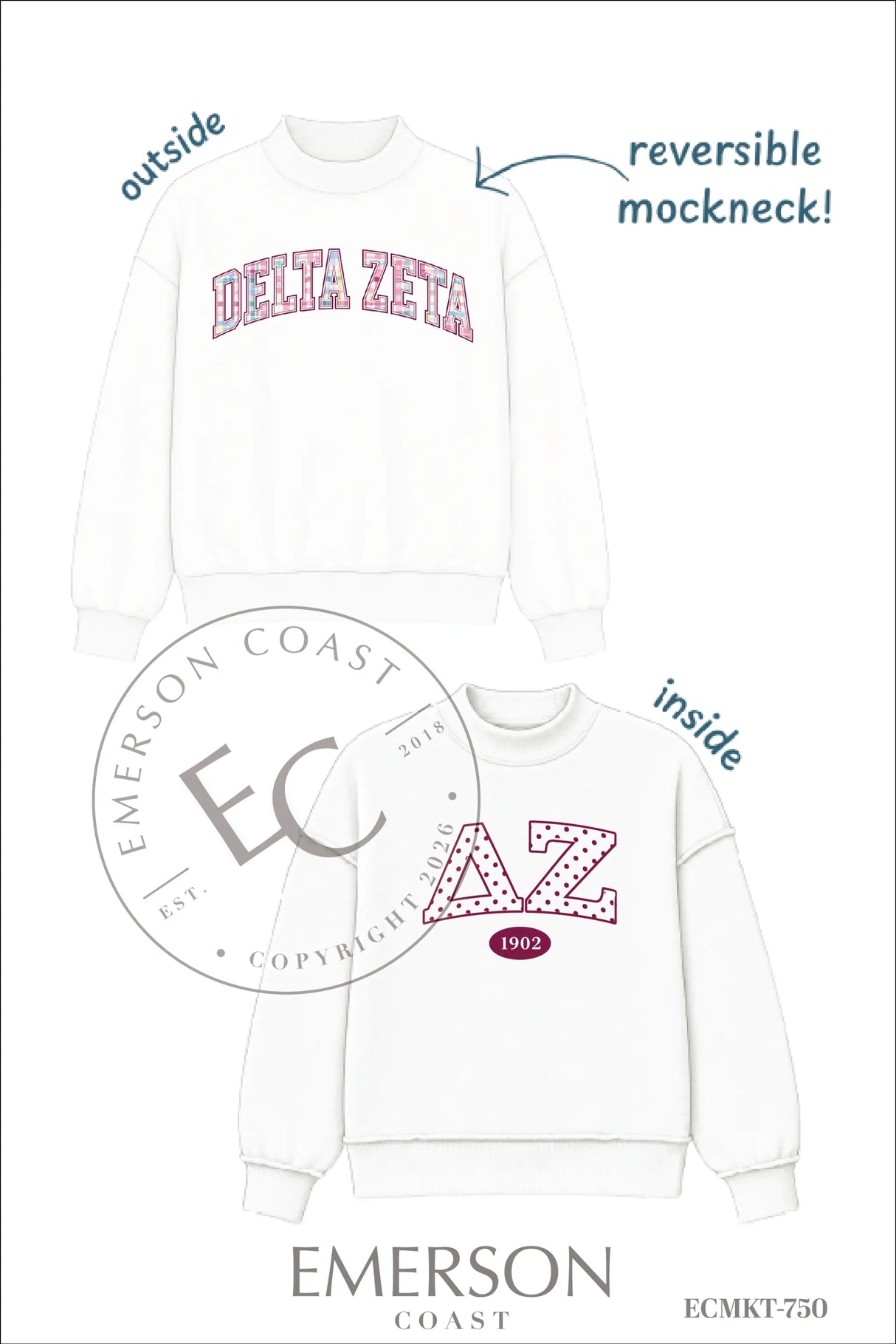 Delta Zeta PR Reversible Mockneck