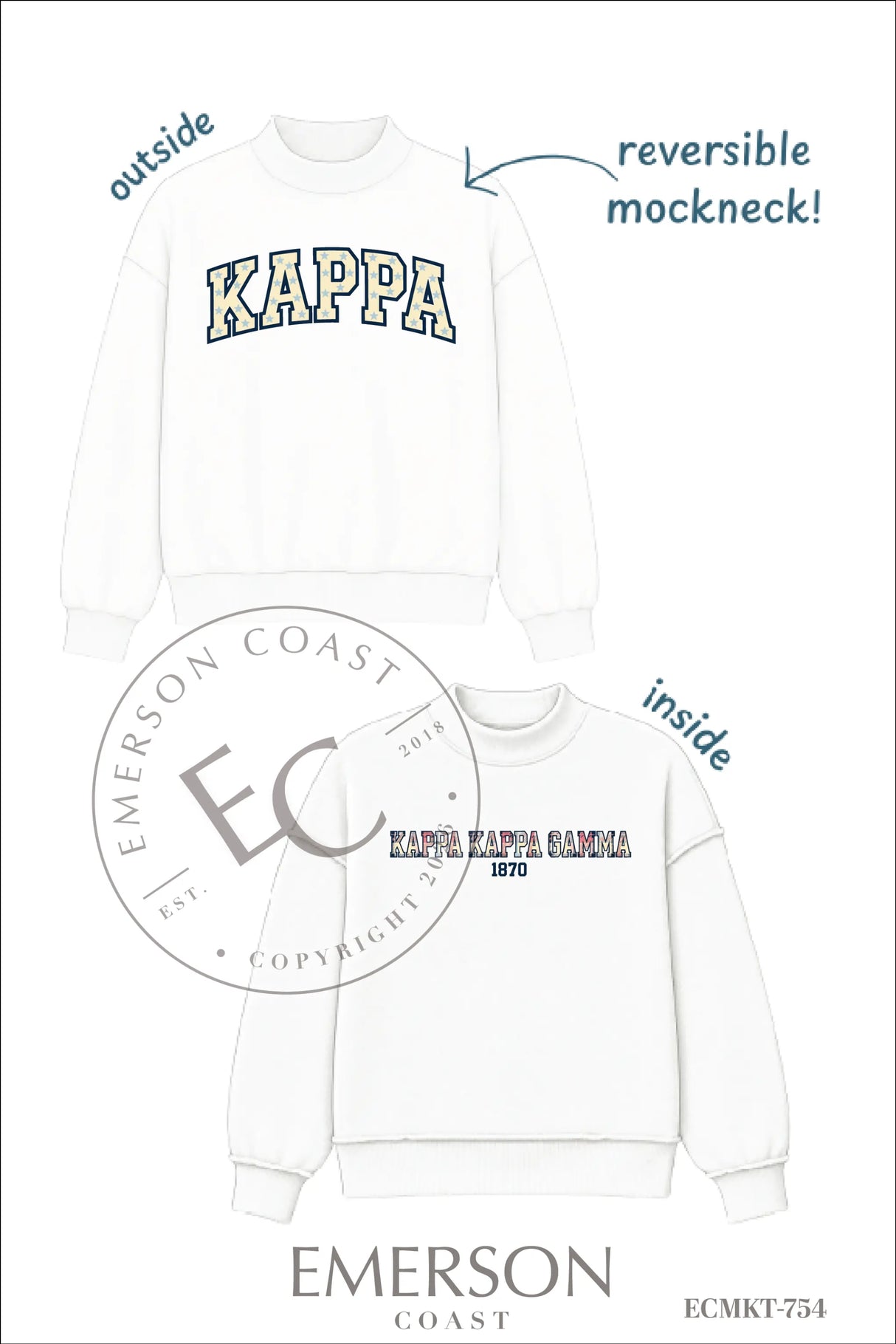 Kappa Kappa Gamma PR Reversible Mockneck