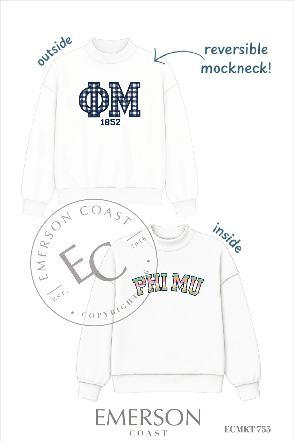 Phi Mu PR Reversible Mockneck