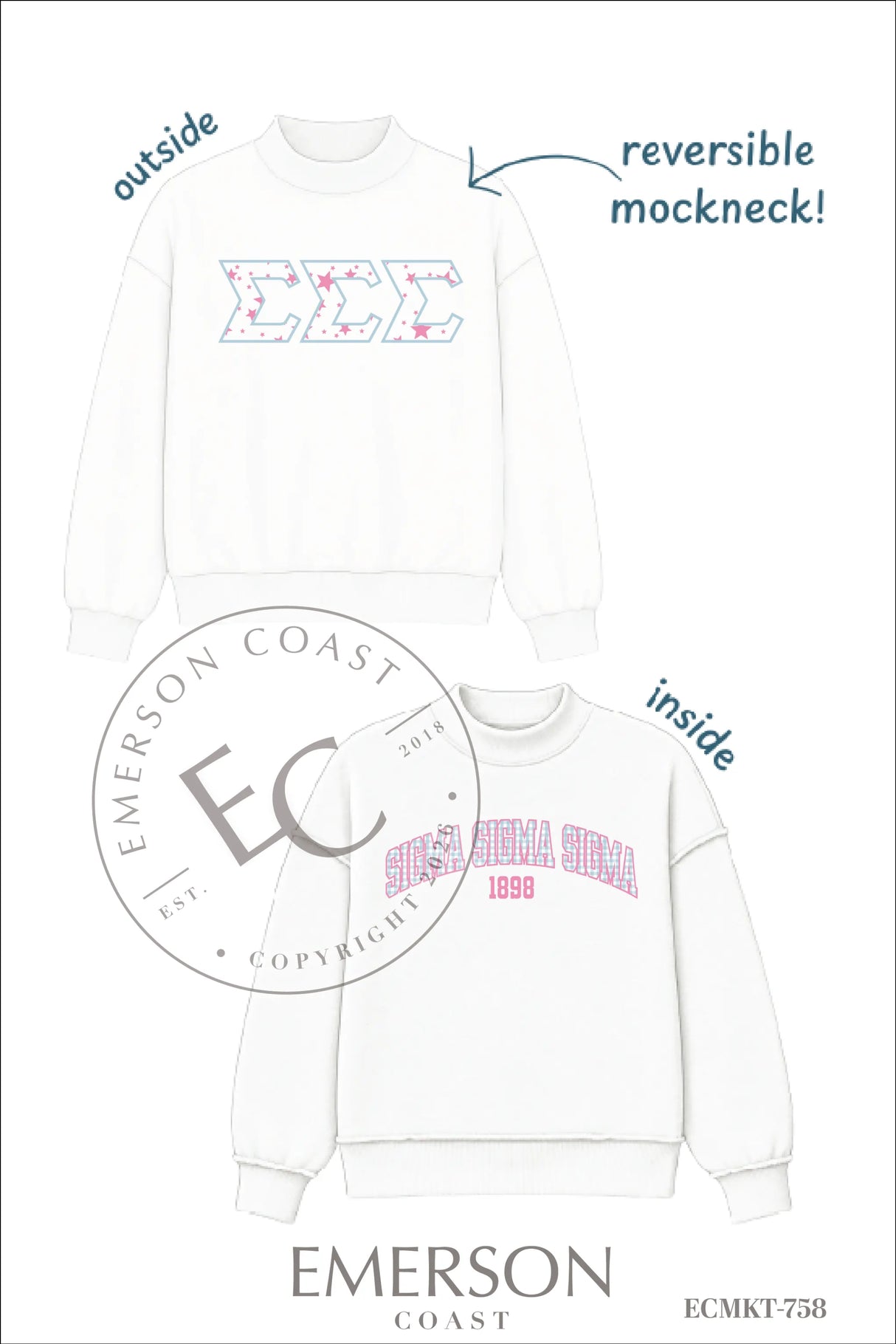 Sigma Sigma Sigma PR Reversible Mockneck