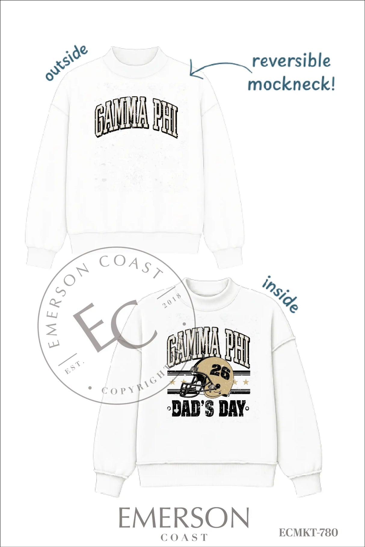 Gamma Phi Beta Dad's Day Reversible Mockneck