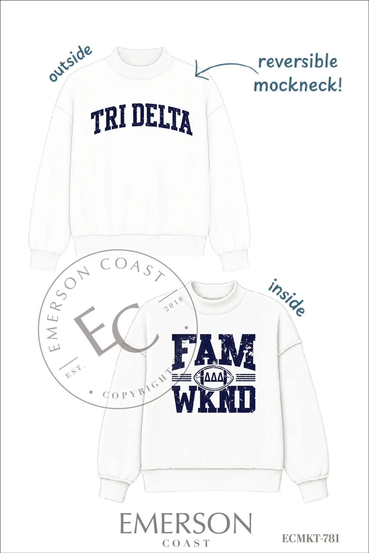 Delta Delta Delta Family Weekend Reversible Mockneck
