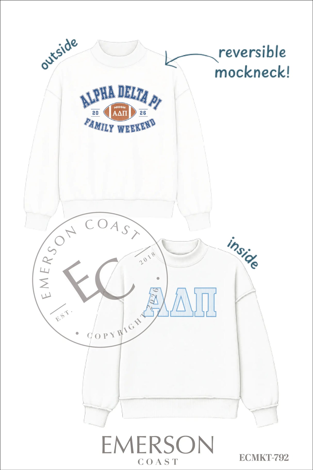 Alpha Delta Pi Family Weekend Reversible Mockneck