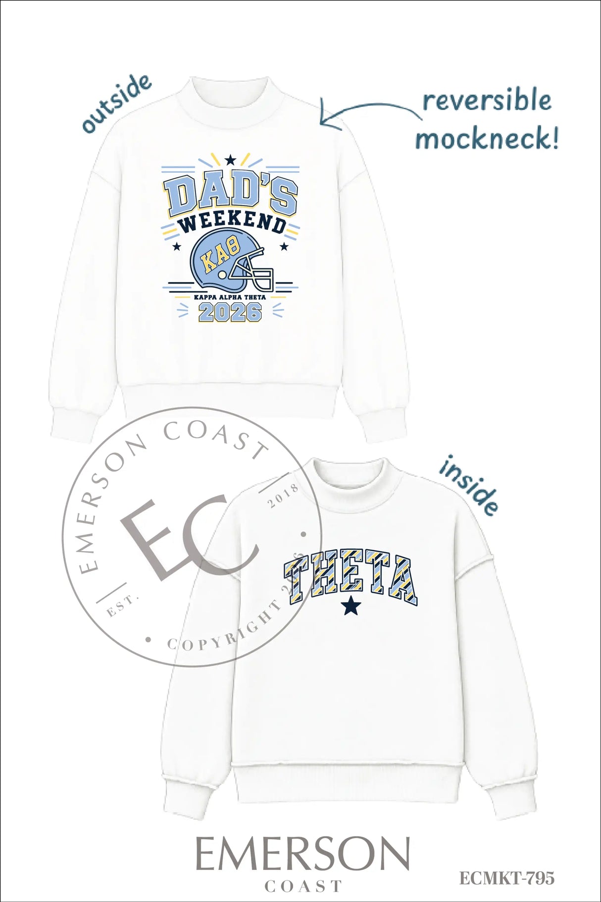 Kappa Alpha Theta Dad's Weekend Reversible Mockneck