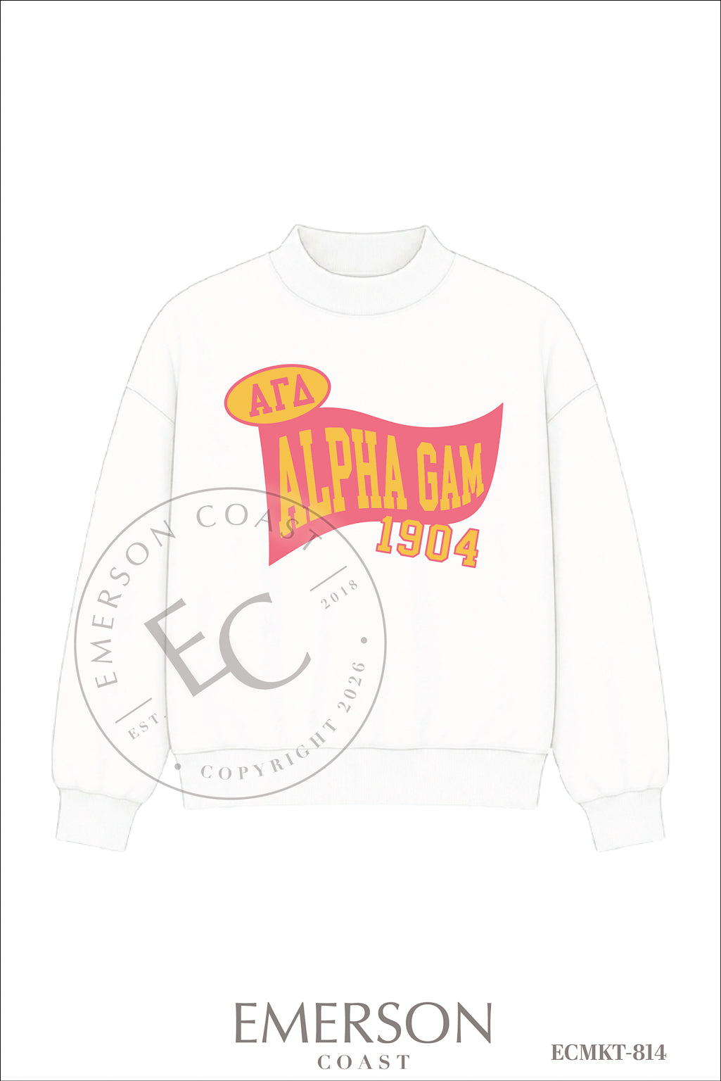 Alpha Gamma Delta White Reversible Mockneck