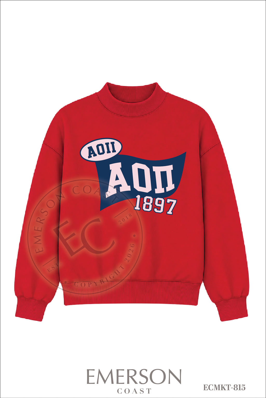Alpha Omicron Pi Red Reversible Mockneck