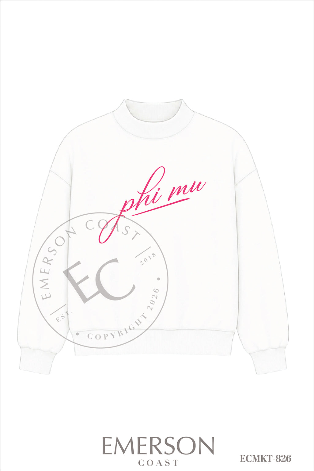 Phi Mu White Reversible Mockneck