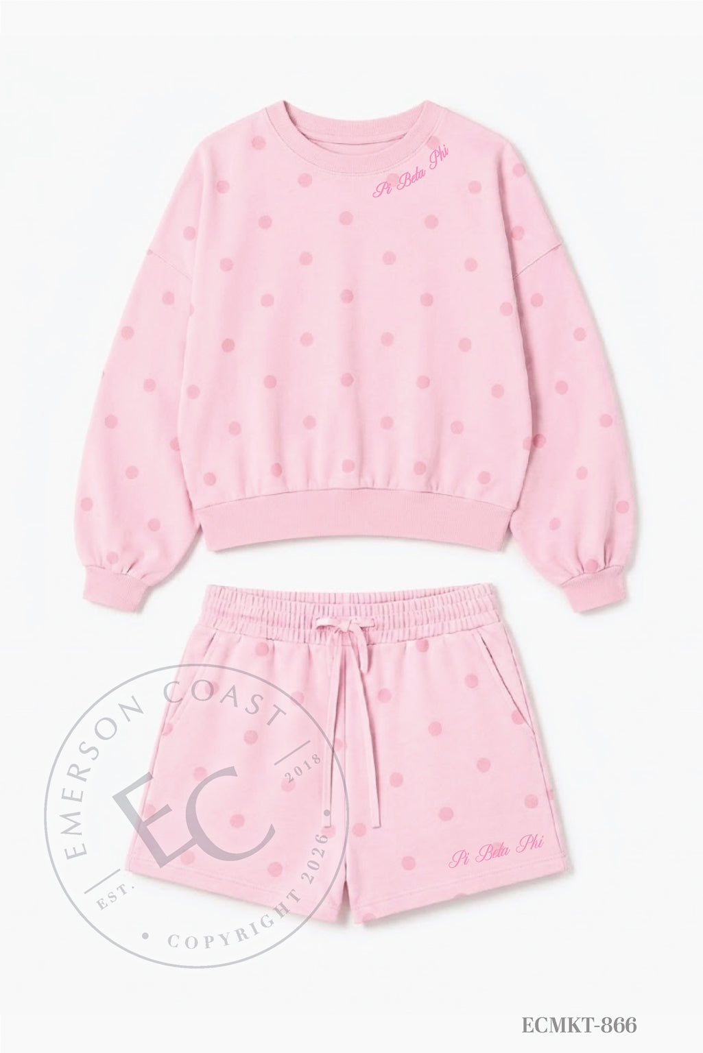 Pi Beta Phi Dark Pink Script Font Polka Dot Set