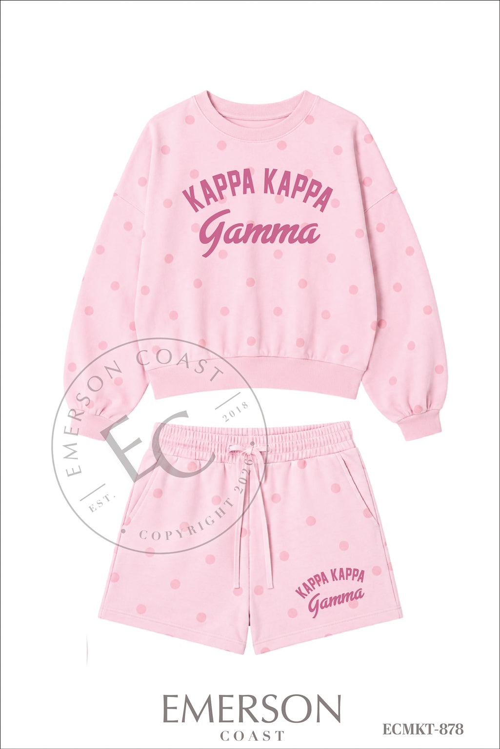 Kappa Kappa Gamma Dark Pink Varsity And Script Polka Dot Set