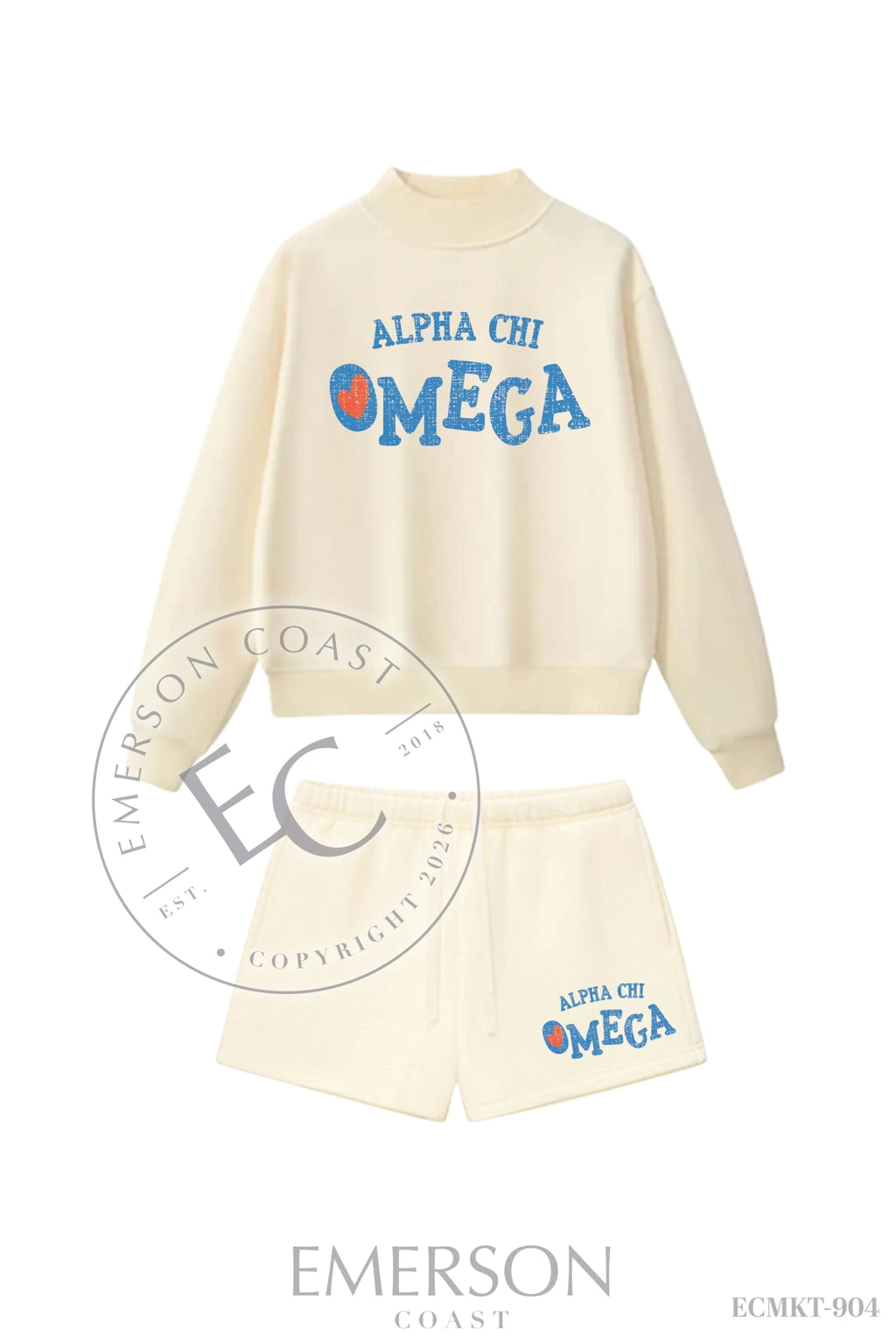 Alpha Chi Omega Heart Apricot Set