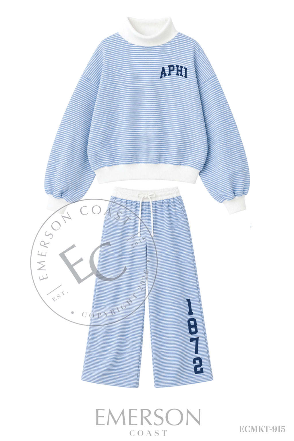 Alpha Phi Blue White Striped PR Set