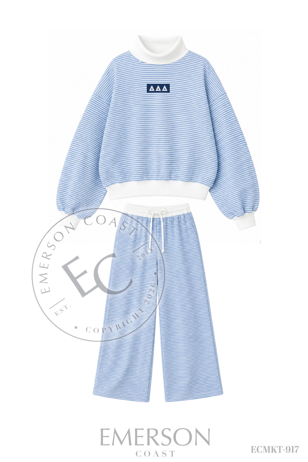 Tri Delta Patch Blue Pant Set