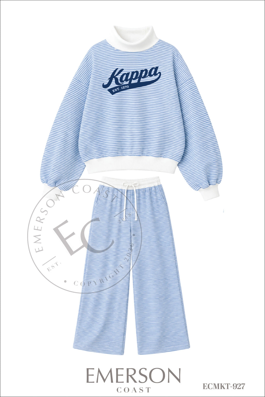 Kappa Kappa Gamma Blue White Mockneck Set