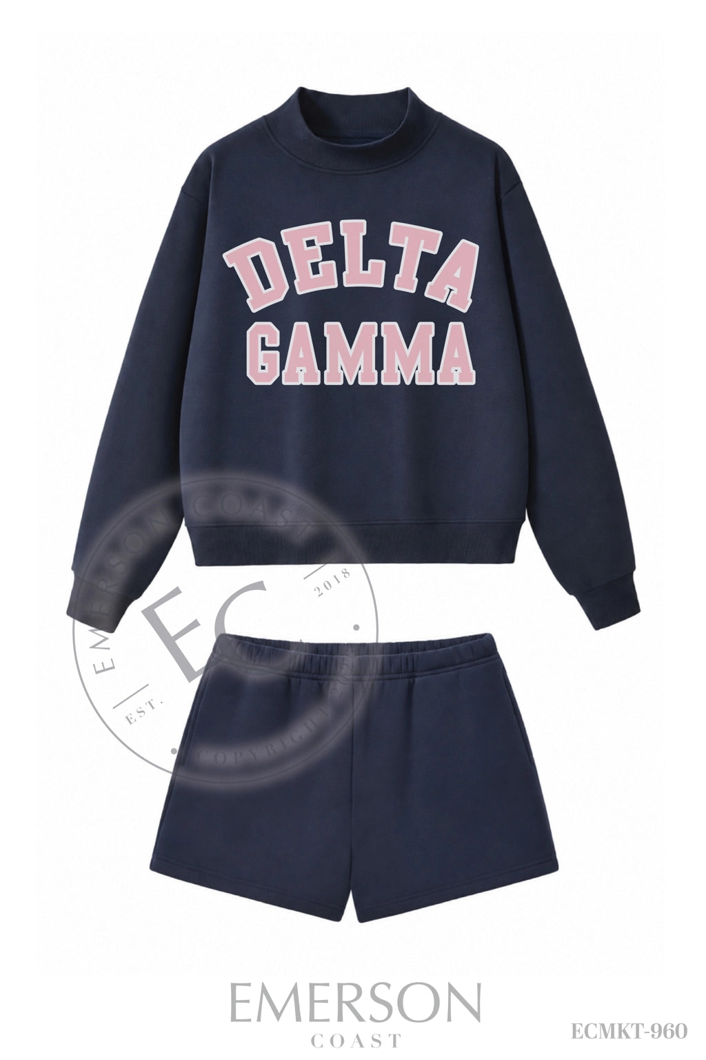 Delta Gamma Navy Short Mockneck Set