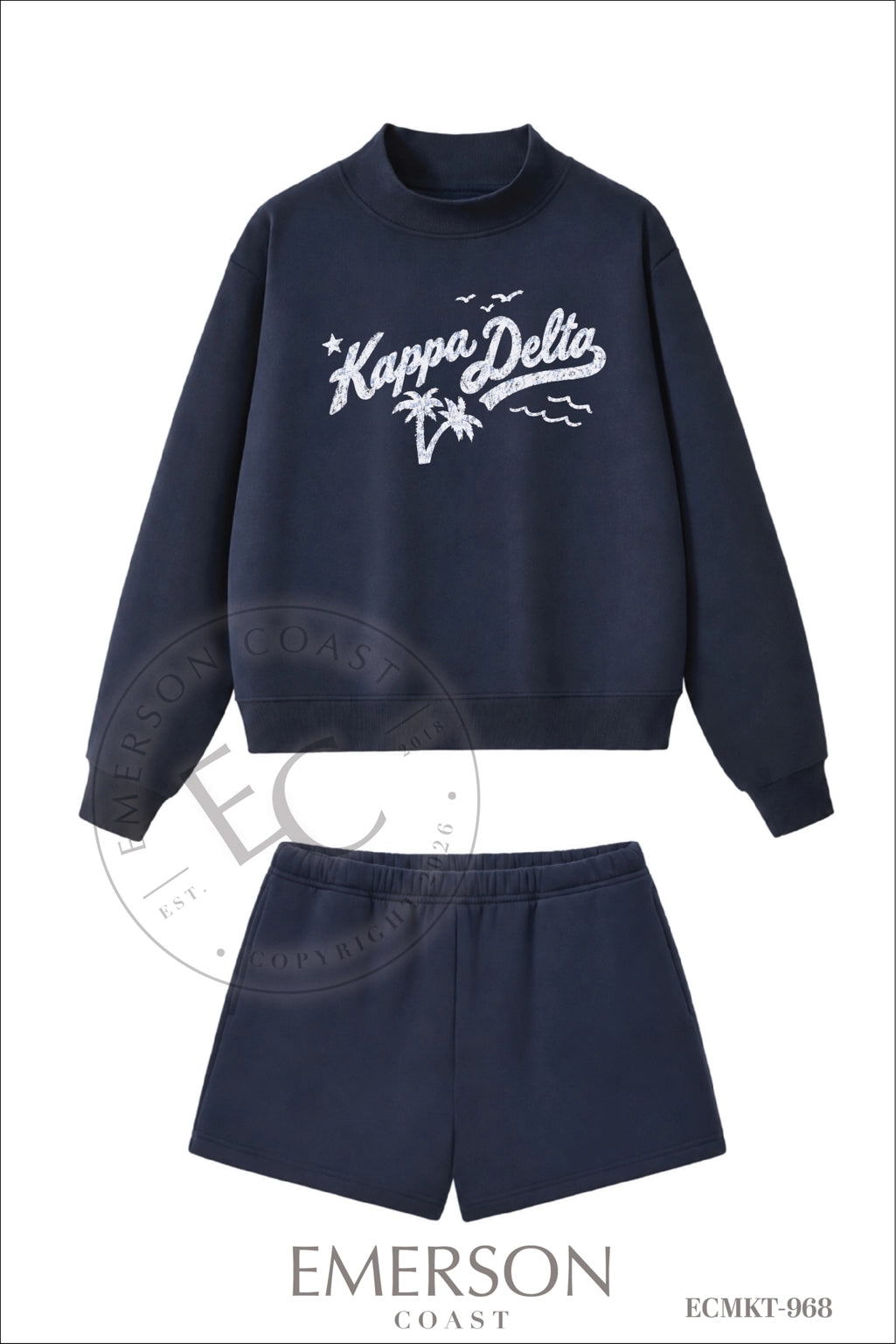 Kappa Delta Navy Shorts Mockneck Set