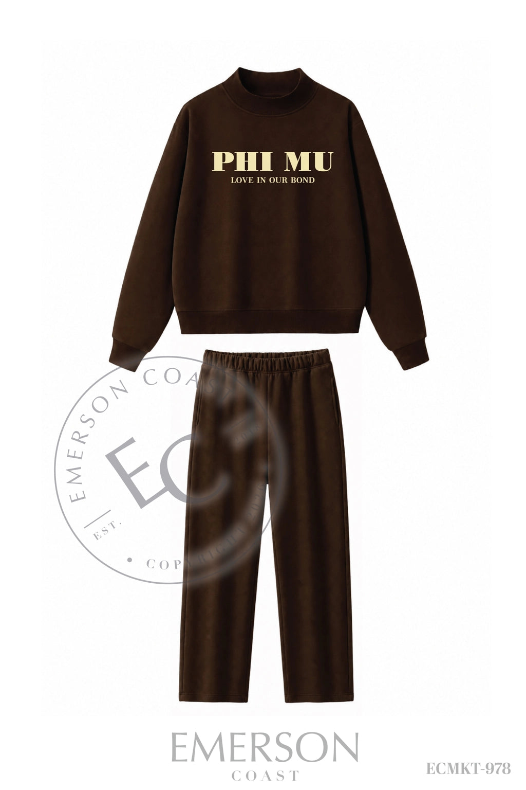 Phi Mu Brown Pant Mockneck Set