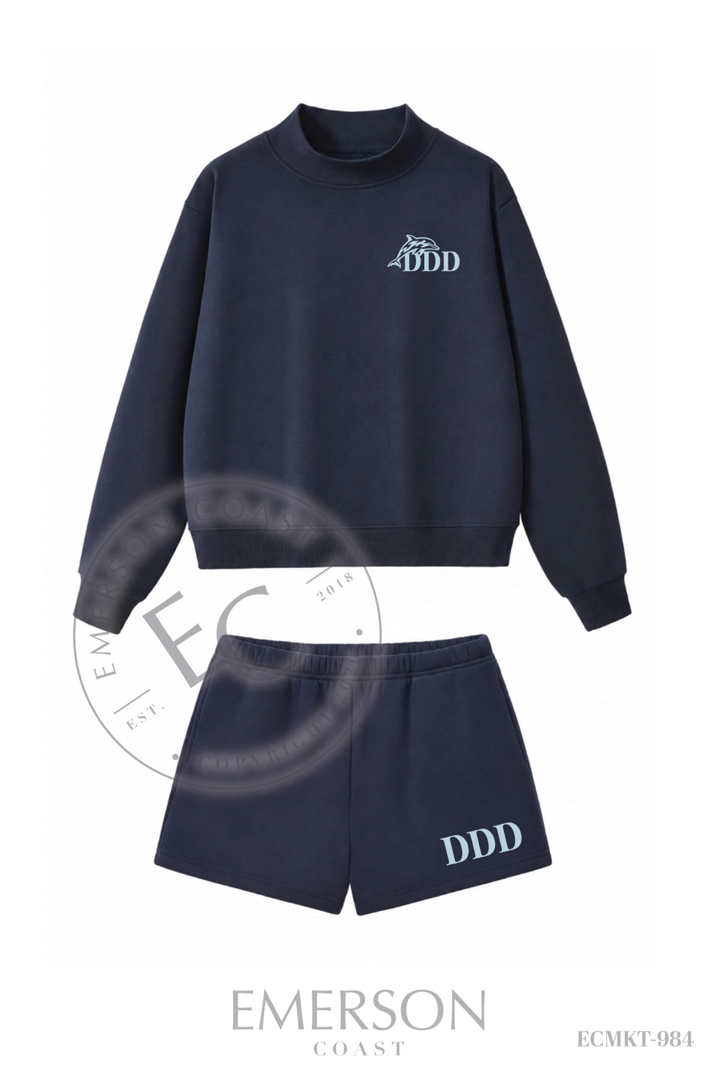 Delta Delta Delta Navy Short Mockneck Set