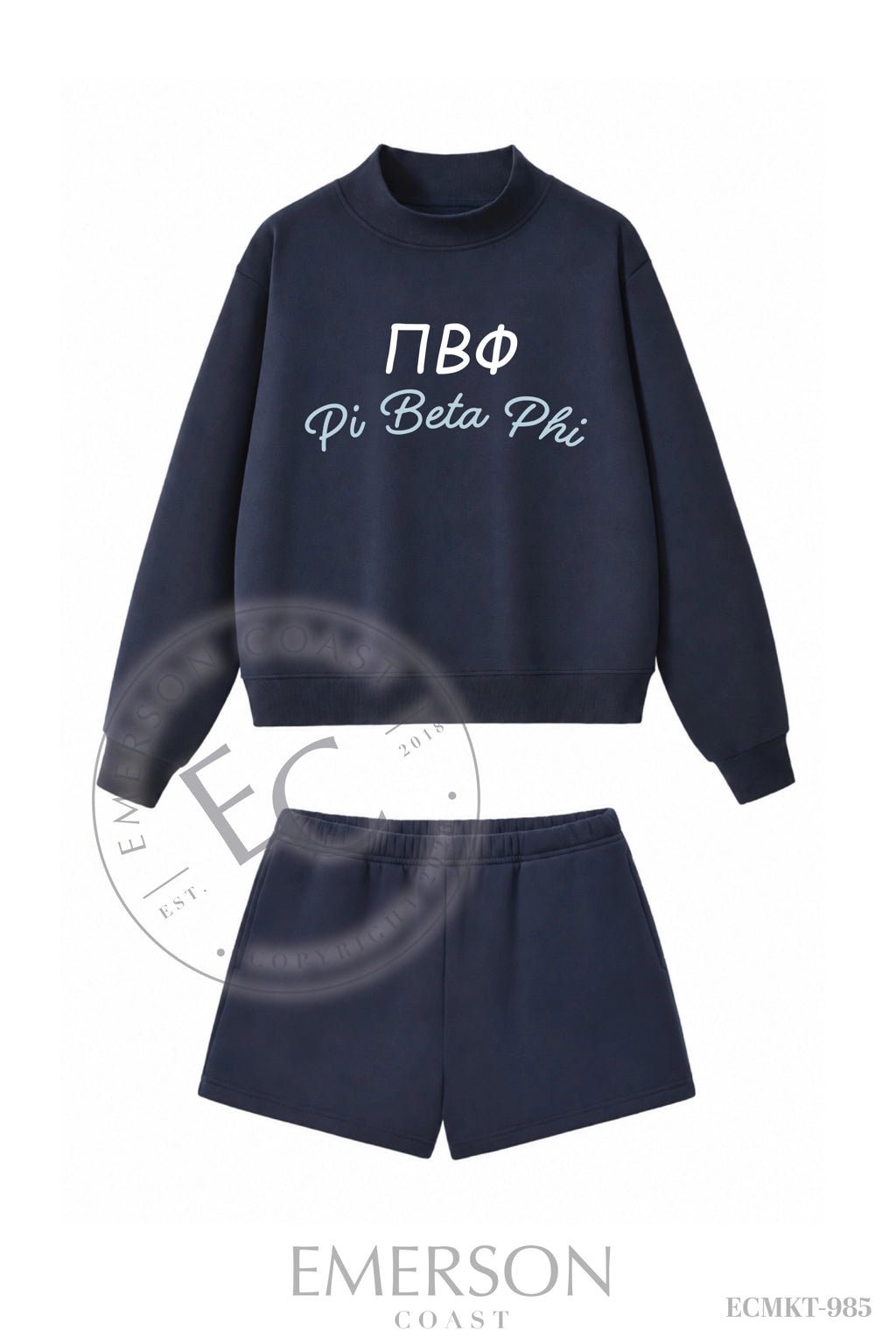 Pi Beta Phi Navy Shorts Mockneck Set