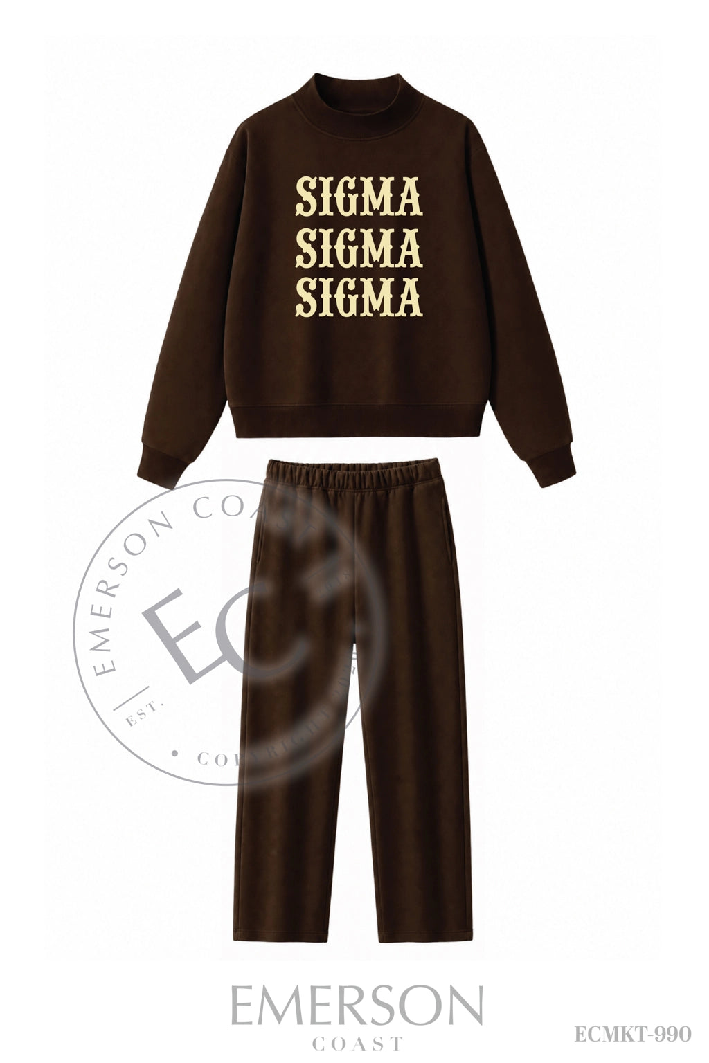 Sigma Sigma Sigma Brown Pant Mockneck Set