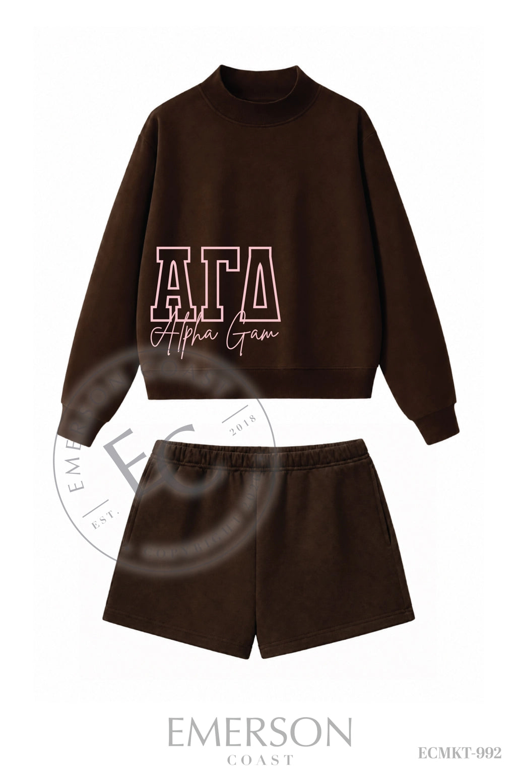 Alpha Gamma Delta Brown Short Mockneck Set