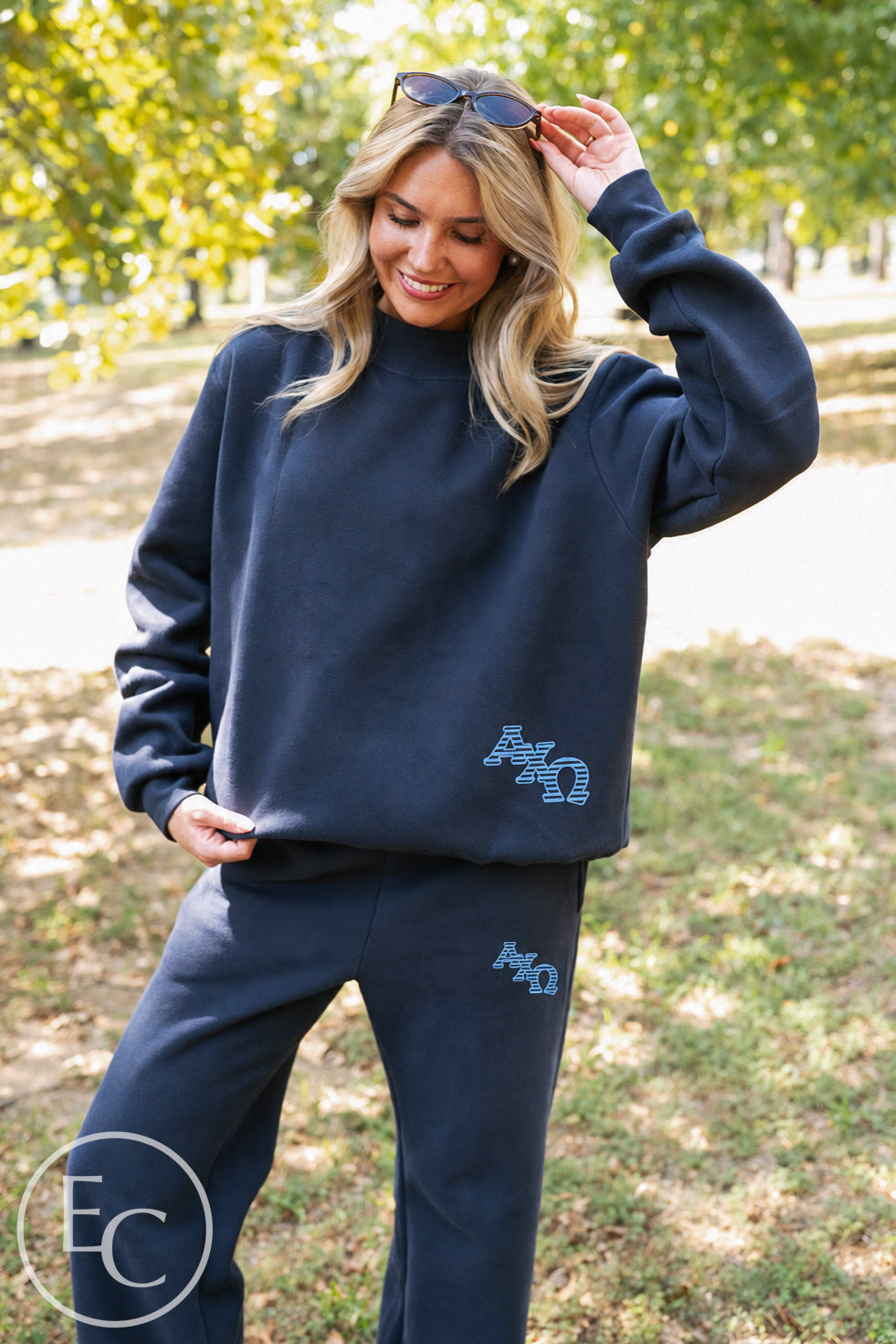 Alpha Chi Omega Navy Pant Mockneck Set