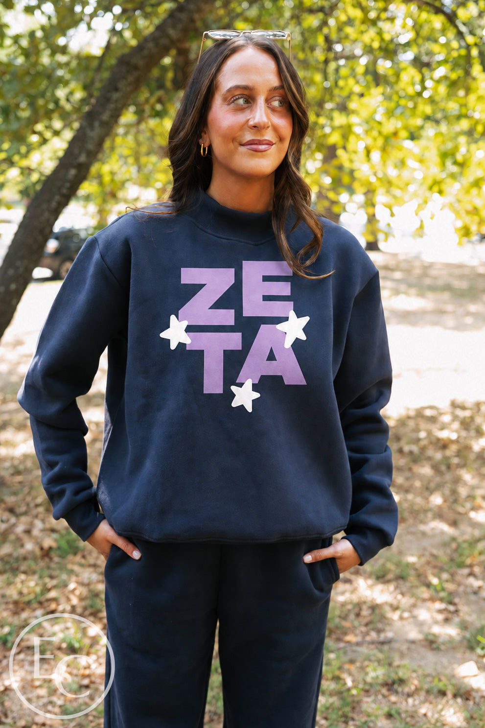 Alpha Phi Navy Short Mockneck Set