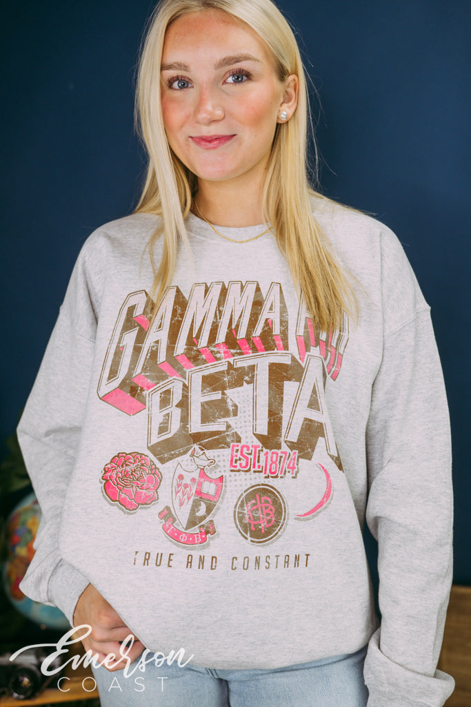 Gamma Phi Beta Pink Emblems Sweatshirt