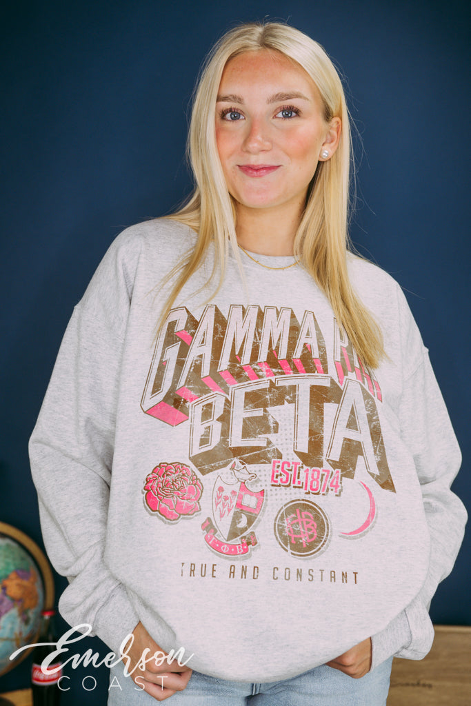 Gamma Phi Beta Pink Emblems Sweatshirt