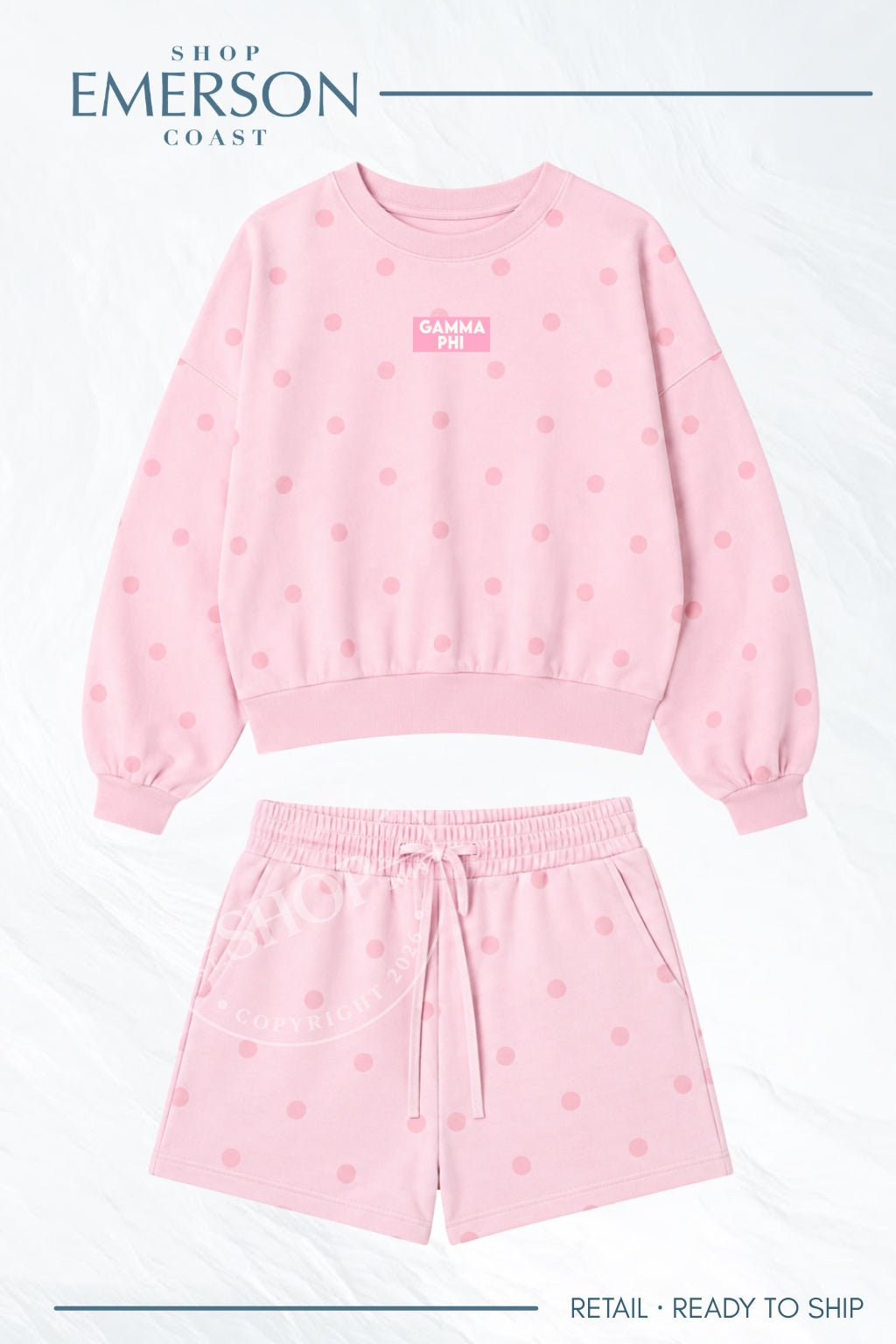 Gamma Phi Pink Polka Dot Patch Set
