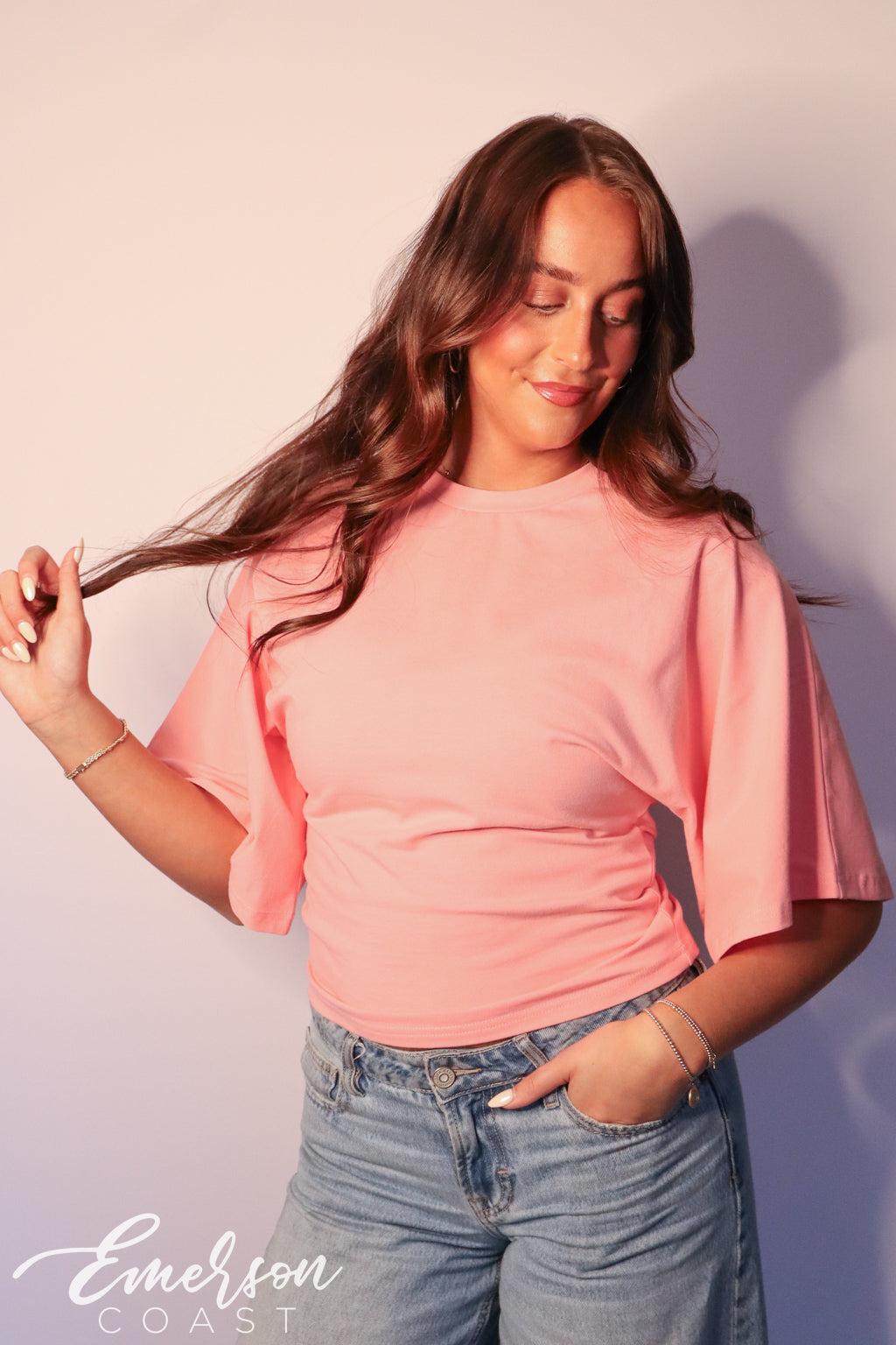 Emerson Coast Bell Sleeve Cinched Waist Tee