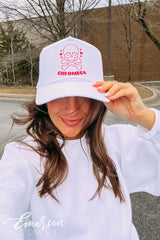 Chi Omega Skull and Crossbones Trucker Hat