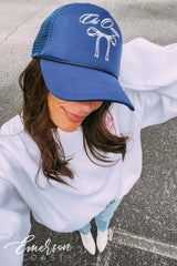 Chi Omega Navy Bow Trucker Hat