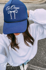 Chi Omega Navy Bow Trucker Hat