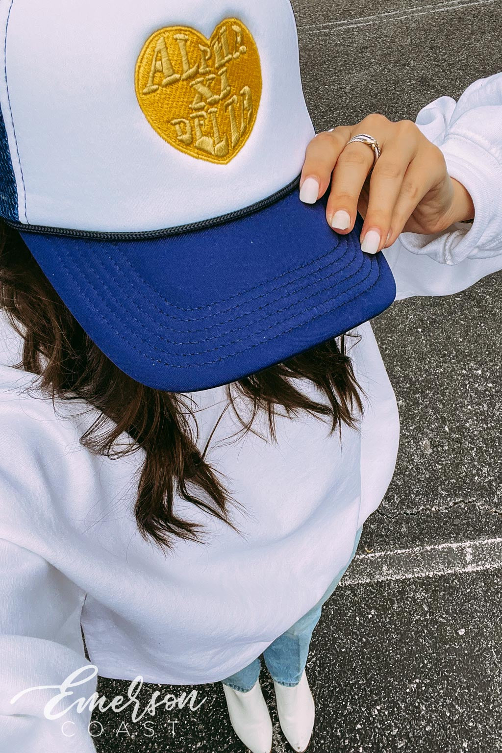 Alpha Xi Delta Heart Embroidered Trucker Hat