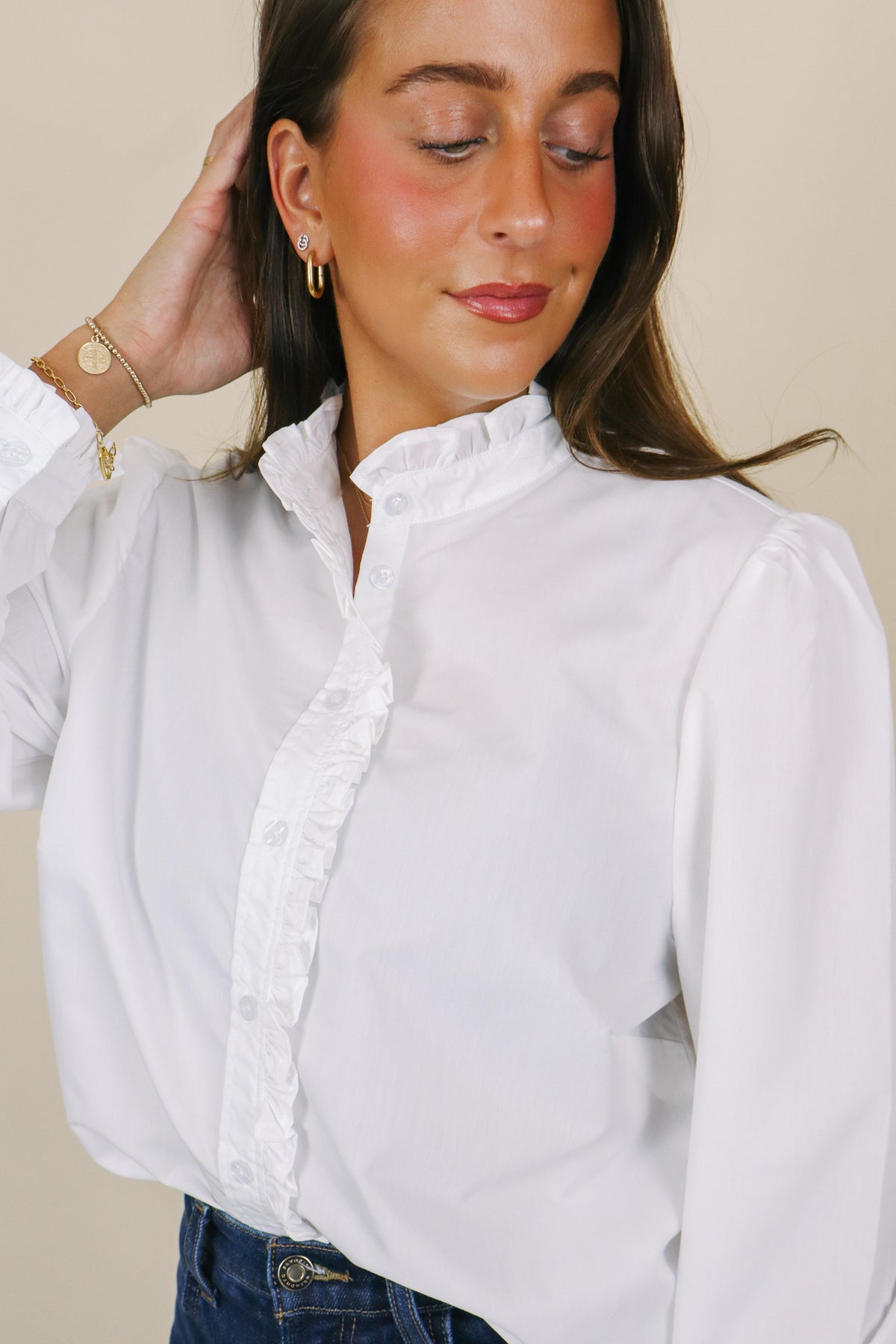 Pi Beta Phi Recruitment Ruffle Button Down
